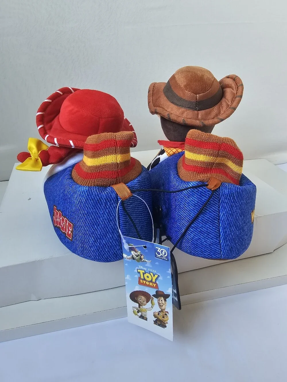 ​Disney Pixar Toy Story Woody & Jessie Plush Slippers Kids Size 11-12 NWT